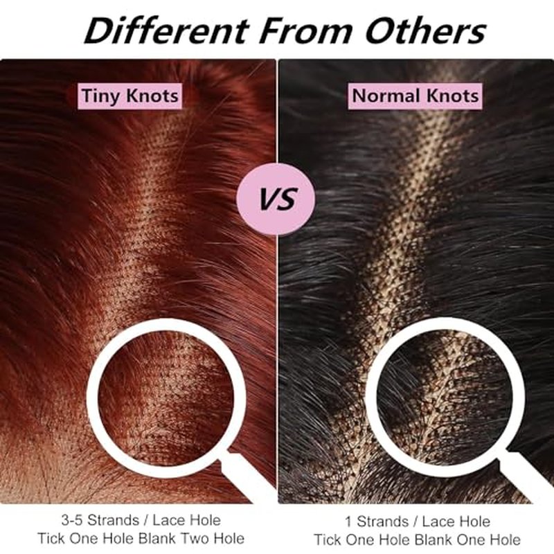 250 Density Reddish Brown Ultra-thin HD Lace Front Wigs Human Hair Upgraded Tiny Knots 20inch Copper Red 13x4 Deep Wave Transparent Lace Frontal Wig Pre Plucked Curly Wigs for Women Ginger #33 Colored