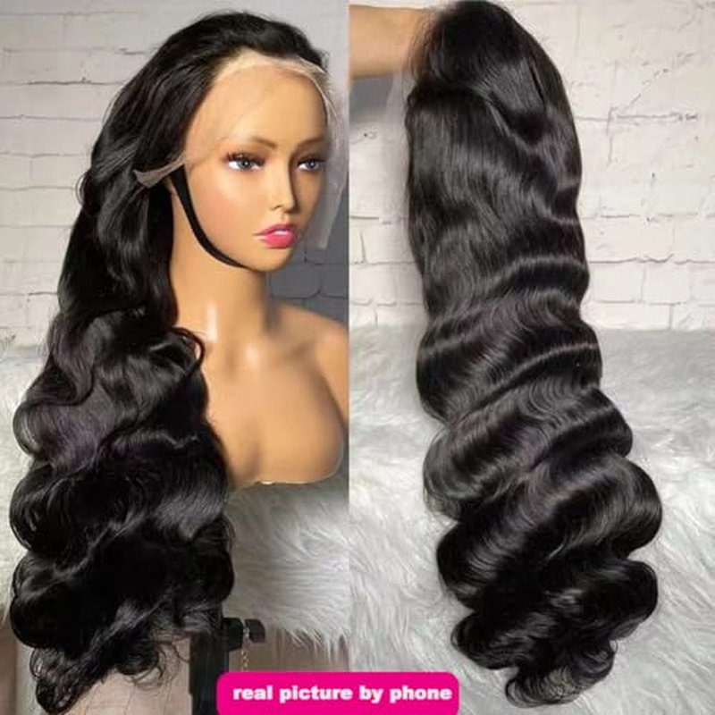 200% Density 13x6 Lace Front Wigs Human Hair Body Wave Human Hair Wig For Women HD Transparent Lace frontal Natural BlackWigs Pre Plucked 26 Inch