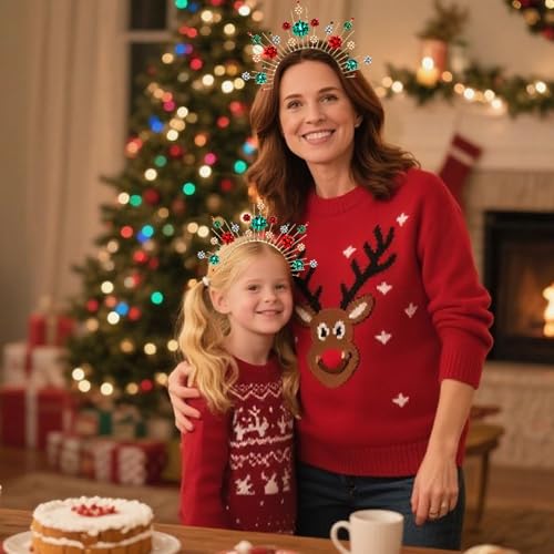 mokkia Christmas Headband for Women Snowflake Headbands Halo Crown Christmas Accessories Outfits Decorations Ugly Sweater Costume Party Favors Decors Holiday Gifts (Pattern A)