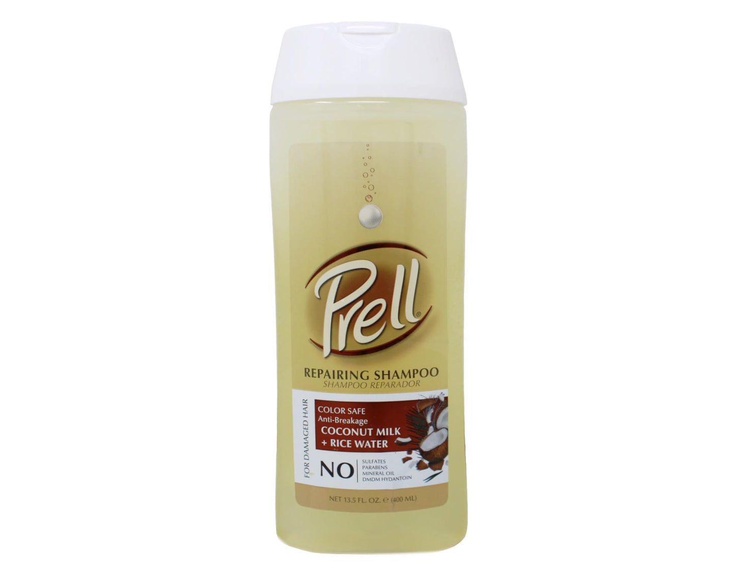 Prell Coconut Milk + Rice Watercolor Safe Anti-Breakage Repairing Shampoo for Damaged Hair, 13.5 fl.oz