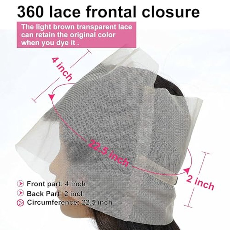 360 Lace Frontal 360 HD Transparent Full Lace 12A Unprocessed Brazilian Remy Human Hair Body Wave Frontal Bleachable Knots 150% Density Natural Color 22 Inch