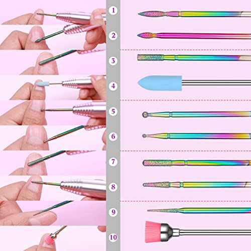 Chumia 47 Pcs Nail Drill Bits Sets 3/32 Inch Electric Diamond Ceramic Acrylic Gel Nail Bit Kit Manicure Supplies Carbide Cuticle for Manicure Drill Remover for Home Salon Gel Pedicure Tools