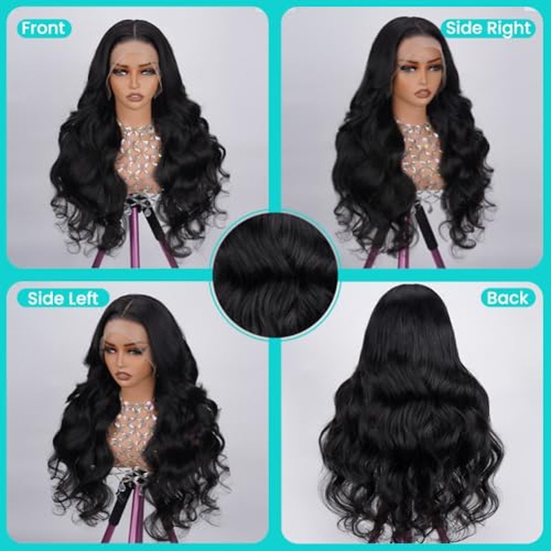 Body Wave Lace Front Wigs Human Hair Pre Plucked 13x4 HD Transparent Lace Frontal Wigs Human Hair with Baby 180% Density 9A Glueless Brazilian Lace Front Wig for Black Women Natural Black 26 Inch