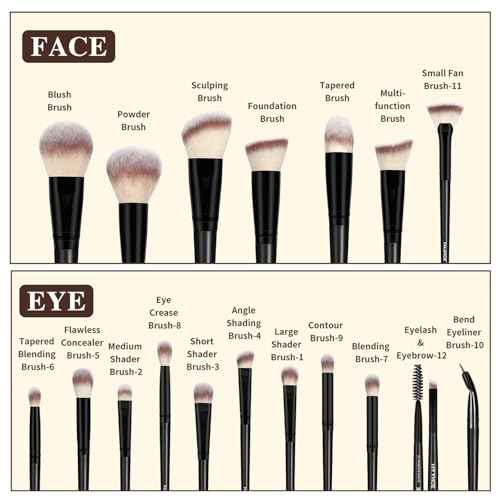 MAANGE 37 Pcs Makeup Brush Set Premium Synthetic Make Up Brushes Foundation Eye Shadow Powder Concealers Brushes Set for Beginners & Professional Makeup Tool Set (Black)