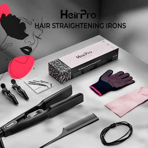 Ceramic Flat Iron Hair Straightener with 3D Floating Plate,Hair Iron Straightener with 15 Temps for Thick Hair | Ergonomic Silicone Handle | LCD Display | Dual Voltage (1 1/2 in)