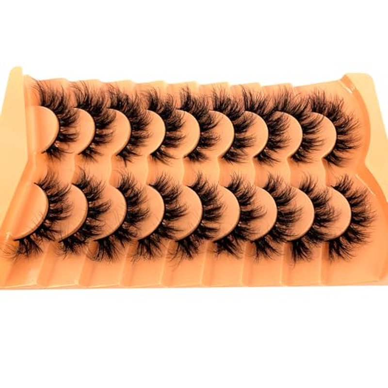 HBZGTLAD Soft Mink Eyelashes 3D Curl Winged End Eye Elongated Fake Lashes Thick Handmade Natural False Eyelash Messy Cross Lash Wholesale (HU-2)