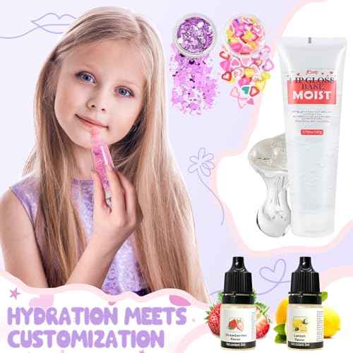 Jcoos DIY Lip Gloss Making Kit, 55PCS Lip Gloss Kit to Make Your Own Lip Gloss, Miost Lipgloss Base, Lip Gloss Tubes, Lipgloss Sets for Girls, Kids, Beginner Tweens Girls Trendy Stuff Gift for Her