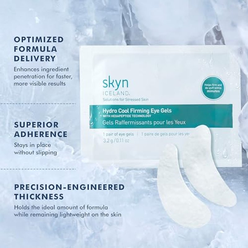 skyn ICELAND Hydro Cool Firming Eye Gels: Under-Eye Gel Patches to Firm, Tone and De-Puff Under-Eye Skin, 8 Pairs
