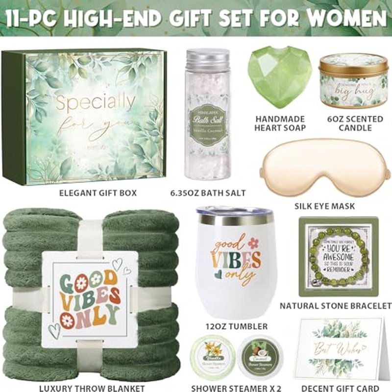 Christmas Birthday Gifts for Women Self Care Gift, Get Well Soon Gift Baskets Relaxing Spa Care Package for Women with Blanket, Unique Gifts Idea for Mom Mother Her Wife Girlfriend Best Friend Sister