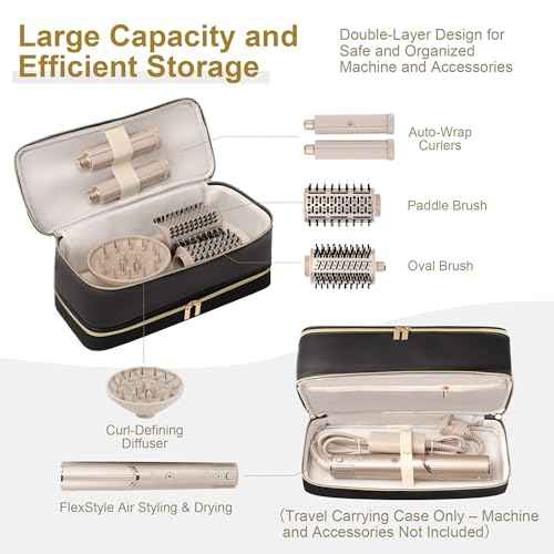 Travel Carrying Case for Dyson Shark Flexstyle Revlon Hair Dryer Airwrap, Double-Layer Dyson Airwrap Travel Case Shark Hair Tools Storage Bag for Airwrap Styler and Attachments, Black