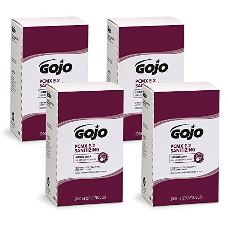 GOJO PCMX E2 Sanitizing Lotion Soap, Fragrance Free, 2000 mL Sanitizing Lotion Hand Soap Refill PRO TDX Push-Style Dispenser (Pack of 4) - 7281-04