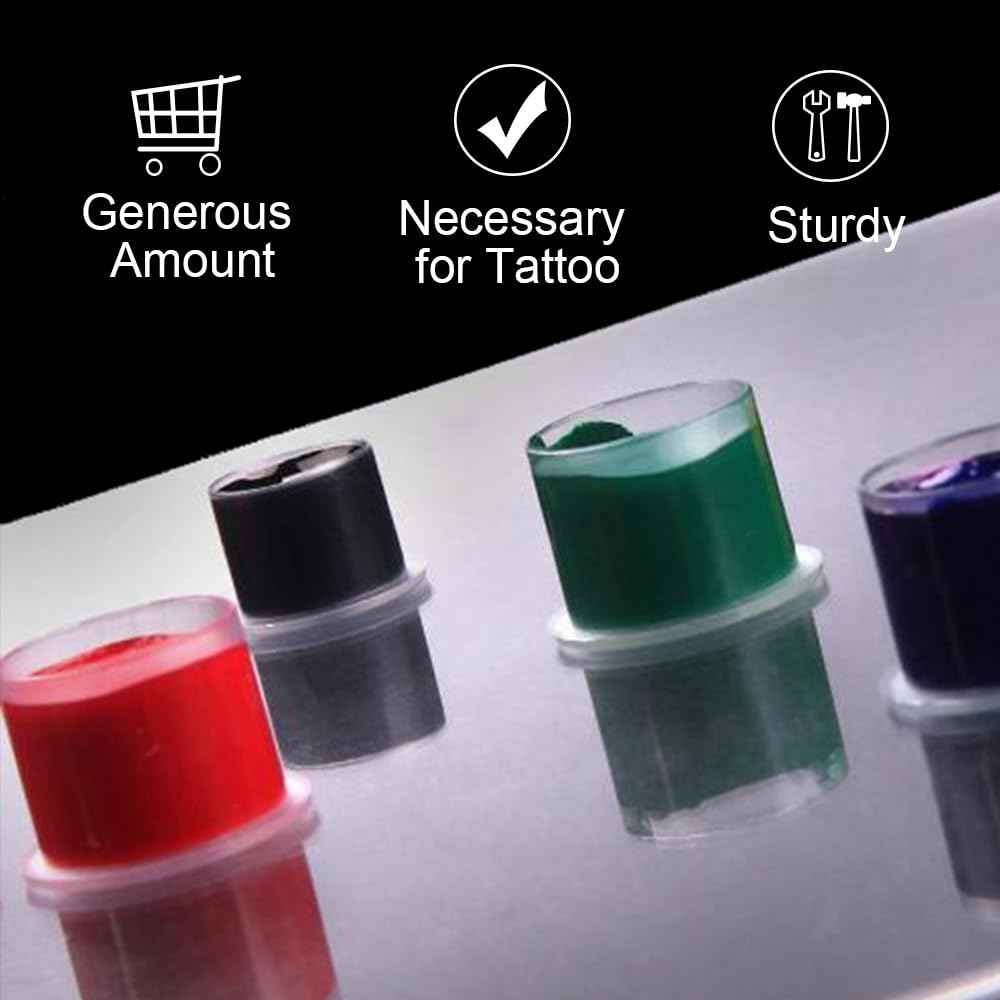 1000Pcs Tattoo Ink Caps with Base - Gakonp 14mm Tattoo Ink Cups Disposable Ink Caps Plastic Pigment Cups for Tattoo Supplies