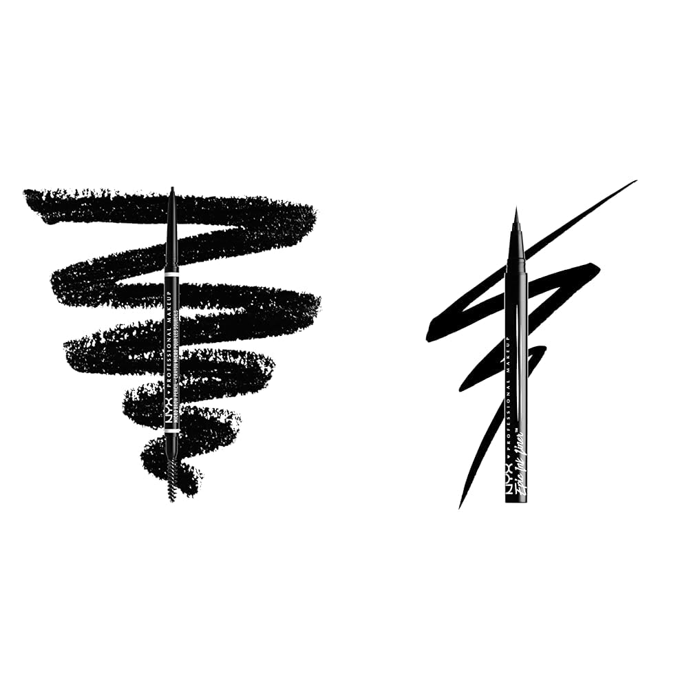 NYX Micro Brow Pencil & Epic Ink Liner Set | Waterproof Eyebrow & Liquid Eyeliner - Black
