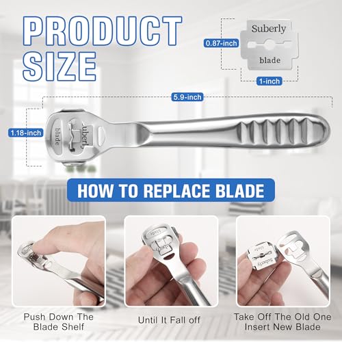 MIUKAA Callus Shaver Kit with 10 Blades, Callus Remover for Feet & Hands, Professional Dead Skin and Corn Removal Tool, Heel Scraper for Cracked Heels - Pedicure Tools for Smooth Feet
