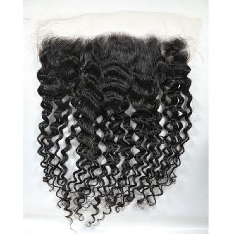 13x6 Lace Frontal Transparent Lace 100% Unprocessed Brazilian Virgin Human Hair Lace Closure Pre Plucked with Baby Hair Natural Black Color (13x6,Water Wave, 20 Inch)
