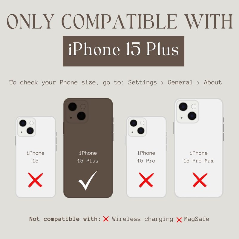 Walli Cases for iPhone 15 Plus Case Aesthetic Wallet Phone Case Card Holder, Securely Holds up to 2 Cards - Cute, Trendy Phone Cover for Women, fits iPhone 15 Plus, with Kickstand & Finger Strap
