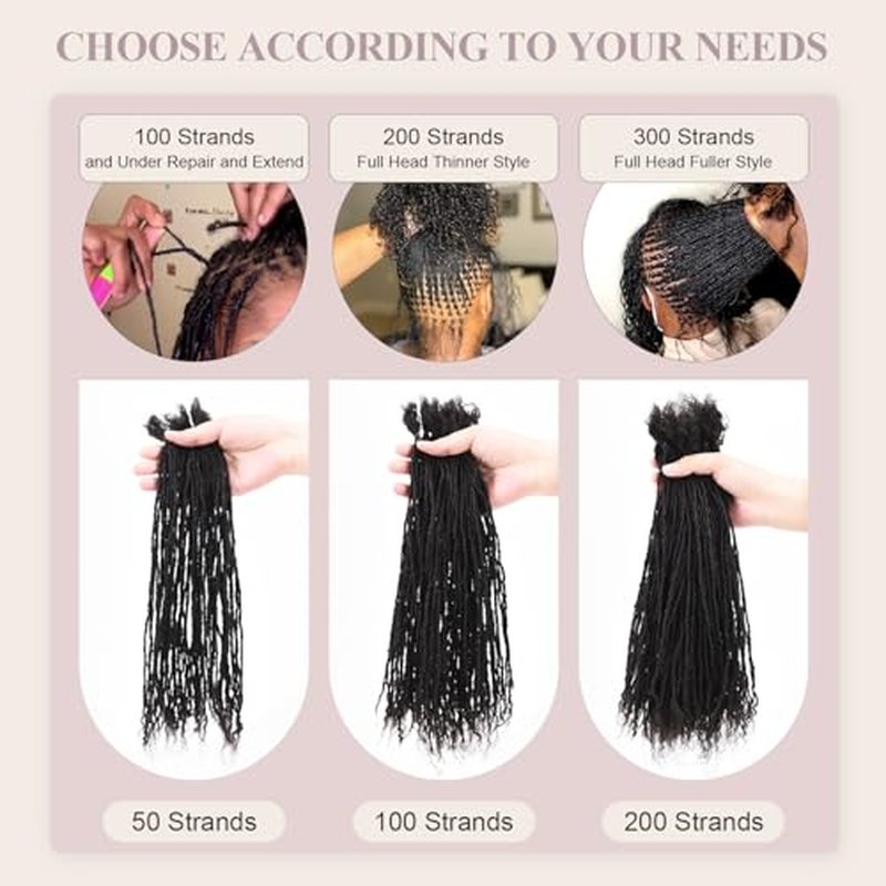 Originea 8-18 Inch 0.1 and 0.2 0.4 Thickness Curly Tips Interlocked sister Locs 100% Real Human Hair Micro loc Extensions Permanent Dreadlock Extensions (Bug# 0.1cm, 14 Inch 70 Strands)