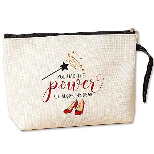 Jztco Inspirational Gifts for Women Her Wi-zard of OZ Gifts Ruby Fans Gift The Power Bag Encouragement Birthday Gifts for Women Her Girls Friend Sister You Had The Power All Along My Dear Makeup Bag