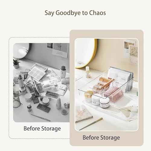 RS ONE Cosmetic storage box | Large-capacity cosmetic box holder, suitable for countertop dressing table and bathroom table storage (Transparent gray)