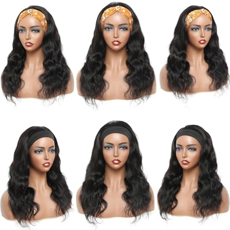 Headband Wig Human Hair Body Wave Headband Wigs for Black Women human hair glueless Wear and Go Glueless Wig 100% Brazilian Virgin Human Hair Headband wig 150% Density (22inch)