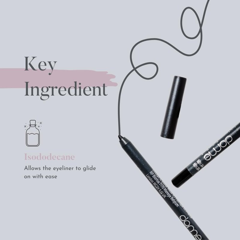 dome BEAUTY Black Gel Eye Liner Pencil - Black Eyeliner Gel for Precise Application, Long-Lasting, Smudge-Proof, Clean Beauty, Smooth Formula, Vegan, Ninja Black Eyeliner Pencil 0.05oz