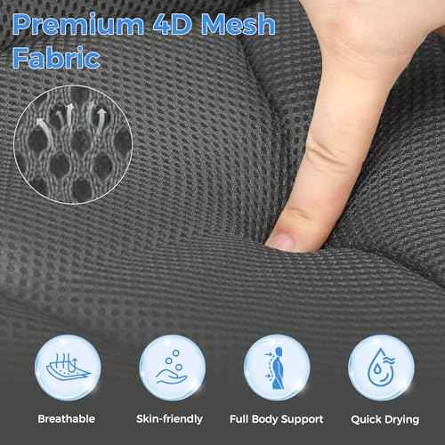 Full Body Bath Pillow for Tub, Ergonomic Bathtub Pillow for Neck and Back Support, 4D Mesh Bathtub Cushion with 10 Non-Slip Suction Cups