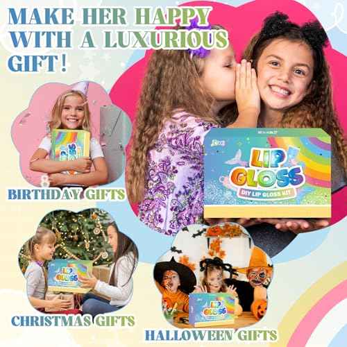 Make Your Own Lip Gloss Kit, JCOOS Lip Gloss Making Kit, 94PCS Fun Keychain DIY Lipgloss Sets for Girls, Flavored Moisturizing Glitter Lip Kit, Kids Lip Gloss, Tween Girls Trendy Stuff Christmas Gifts