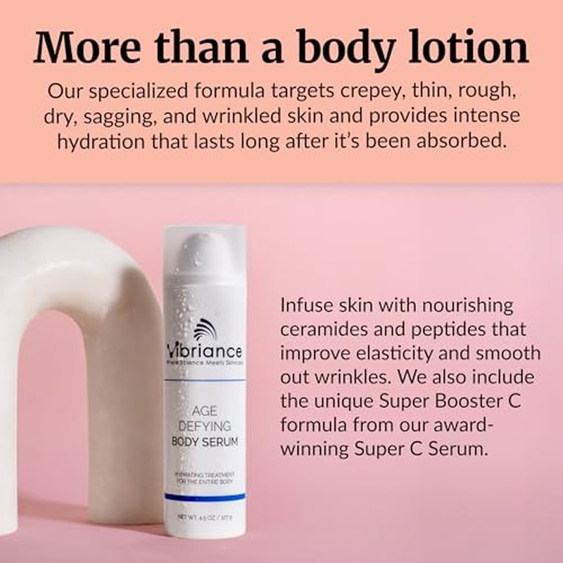 Vibriance Age Defying Body Serum, 4.5 fl oz - Anti Aging and Ultra Hydrating - Infused with Hyaluronic Acid - Fast-Absorbing Crepey Skin Corrector for Wrinkles, Dryness