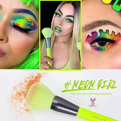 Docolor Makeup Brushes 10Pcs Makeup Brush Set Premium Synthetic Powder Kabuki Foundation Contour Blush Concealer Eye Shadow Blending Liner Make Up Brush Kit - Neon Green