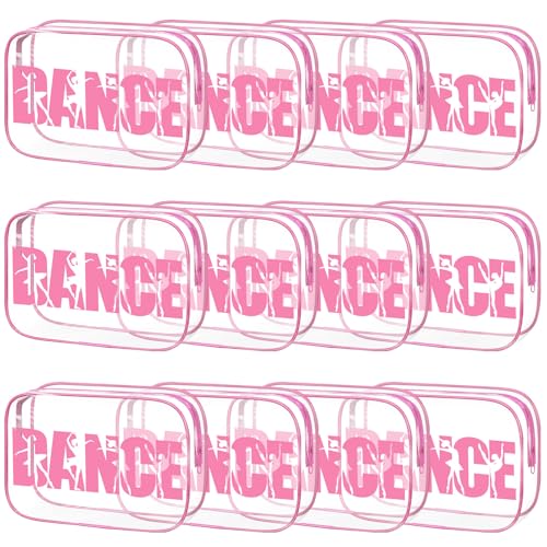 Kacctyen 12 Pcs Dance Makeup Bag Ballerina Lover Appreciation Gifts 7 x 4.7 x 2.4 Inches Cosmetic Bag Dance Snack Bags PVC Case Clear Toiletry Zipper Pouch for Women Ballet Team Ballet Party Xmas Gift