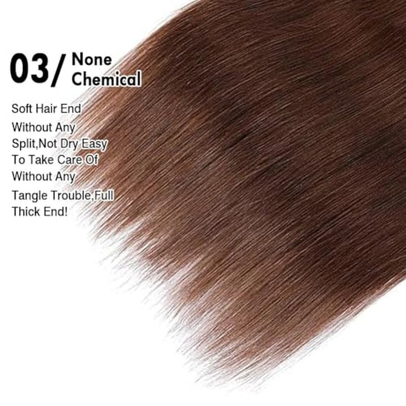 YISEA Human Hair Straight 3 Bundles Brown #4 Color 12A Grade Brazilian Virgin Chocolate Brown Straight Human Hair Bundles(18 20 22 Inches) 100% Unprocessed Remy Human Hair Extensions