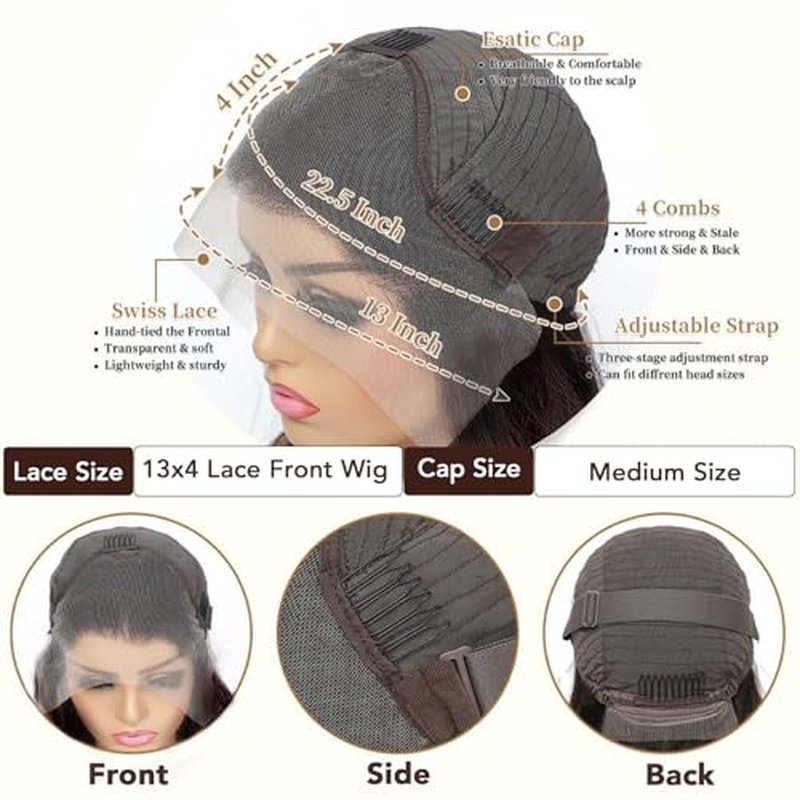 Chocolate Brown Lace Front Wig Human Hair 30 Inch Brown 13x4 Body Wave Lace Front Wigs Human Hair 200% Density Glueless