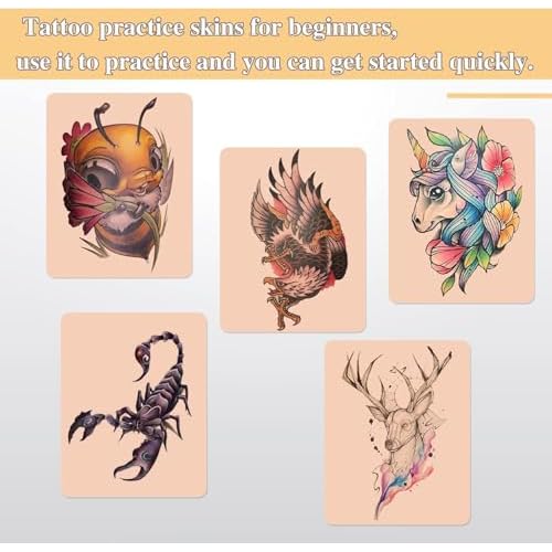Tattoo Practice Skins with Transfer Paper - 35Pcs Fake Skin and Stencil Paper Kit Includes 25Pcs Tattoo Paper and 10Pcs Double Sided Practice Skins