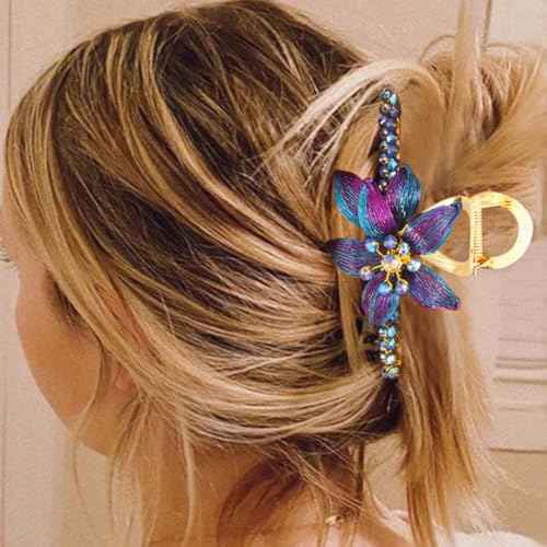 BARTOSI Gold Hair Claw Clips Copper Wire Flower Hair Clips Metal Claw Clips for Thick Hair Hair Accessories for Women