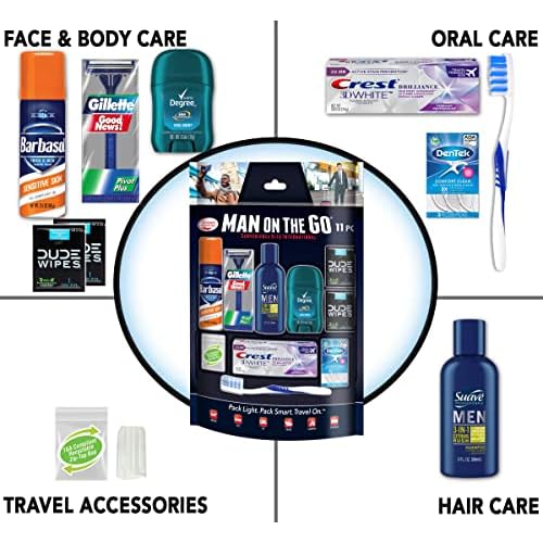 Convenience Kits International Men¡¯s 11 Piece Kit with Oral Care and Grooming Essentials, Featuring: Travel Size Products, Blue