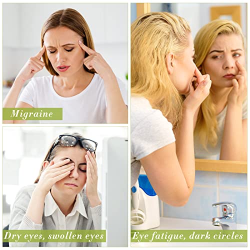 Hercicy 2 Pcs Jade Eye Mask Green Jade Stone Facial Cooling Mask for Alleviate Puffiness Face Massage Relax Eyes Relieve Migraine Meditation Beauty (White,Green)