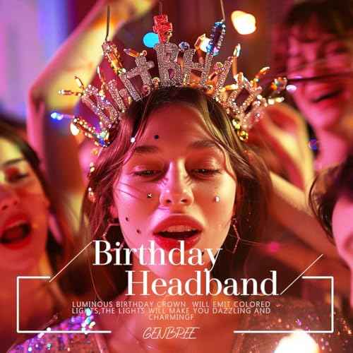 Light Up Birthday Crown Headband Happy Birthday Hats Party Festival Hair Accessories for Women