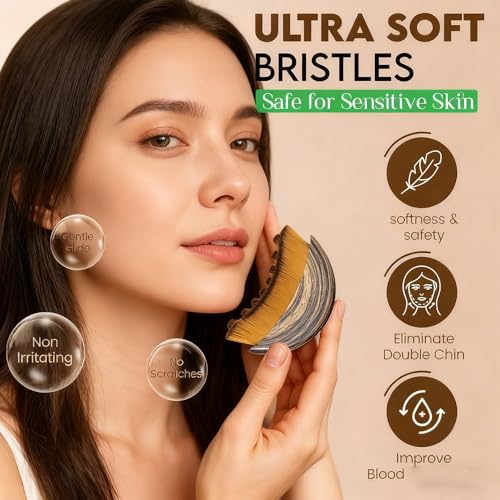 Aeki Lymphatic Contour Face Brush - Reduces Puffiness & Restores Definition, Aeki Lymphatic Face Brush, 100% Gentle & Soft on Skin | Naturally Sculpted Look,Aekii Facial Brush (2 Set)