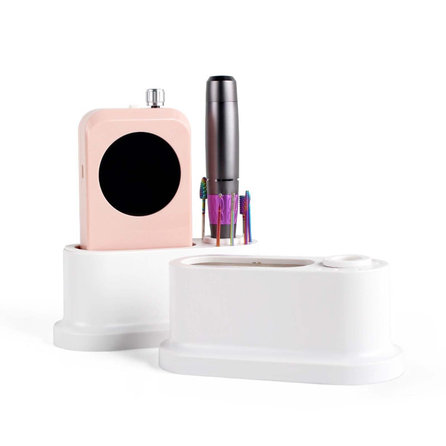 CHOOSE-IT Nail Drill Holder and Grinding Bit Storage Box | 8-Bit Organizer for Nail Drill Machine | ABS Desktop Storage Case for Home & Salon Use
