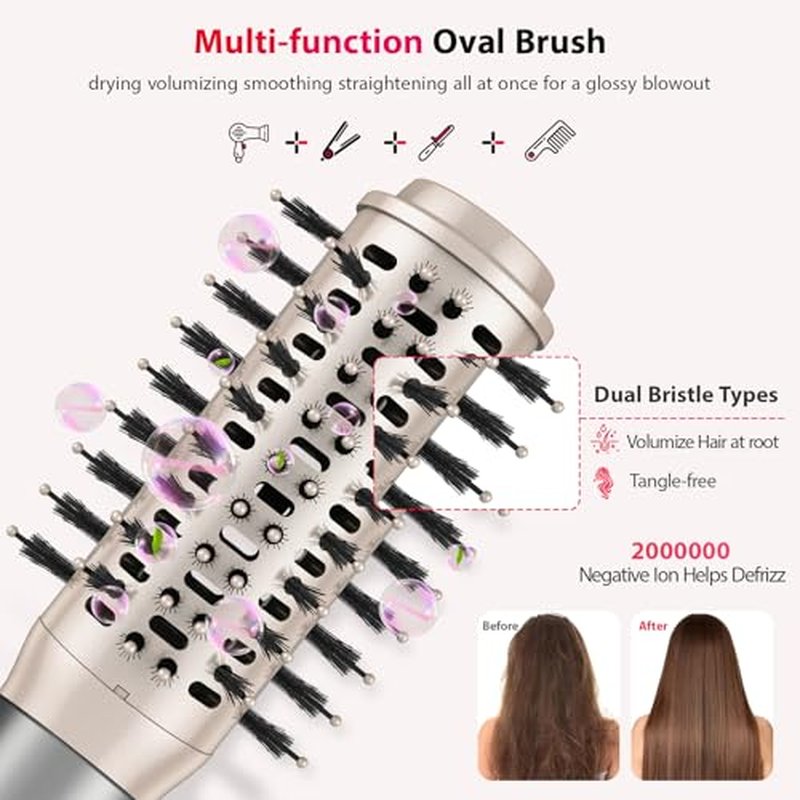 5 in 1 Hair Air Styler - Rotating Hair Dryer Brush 110000 RPM for Fast Drying & Hot-Air Automatic Wrap Curlers for Curling, Frizz-Free Blow Dryer Brush for Straightening Volumizing No Heat Damage