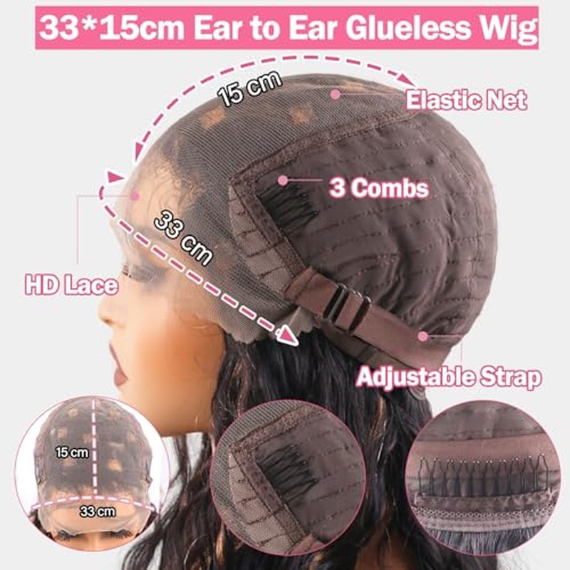 13x6 Lace Front Wigs Human Hair Balayage Highlight Ombre Body Wave Lace Front Wigs Human Hair Pre Plucked 180% Density HD Lace Glueless Wigs for Black Women 20 Inch FS1B/30