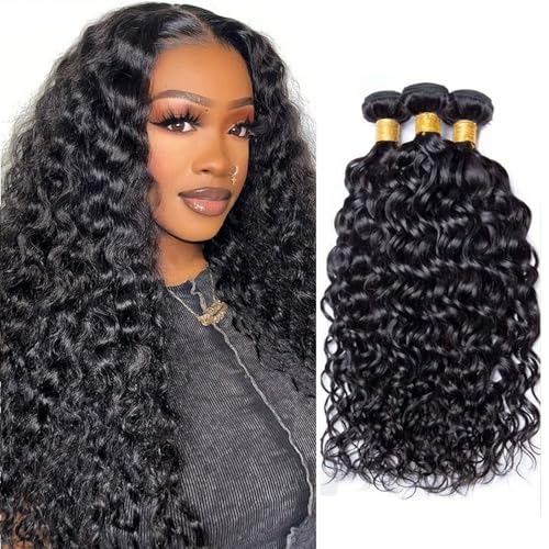 16 18 20 Inch Water Wave Bundles Human Hair 100% Unprocessed Curly Brazilian Virgin Hair Wet And Wavy 3 Bundles Human Hair Natural Black