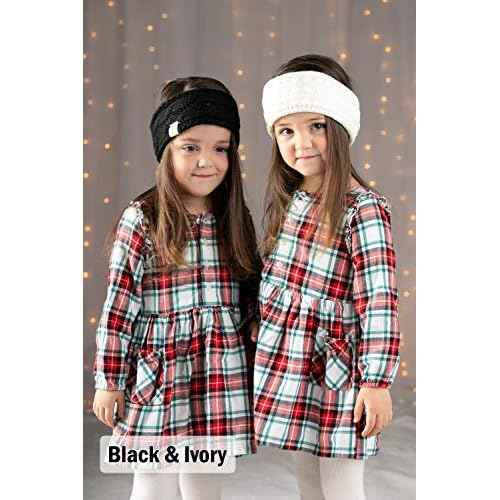 Funky Junque Exclusives Kids Ear Warmer Headband ? Fleece Lined Winter Ear Wrap for Toddler Girls & Boys, Cozy Knit Head Warmer & Earmuff Headband for Cold Weather - Ivory