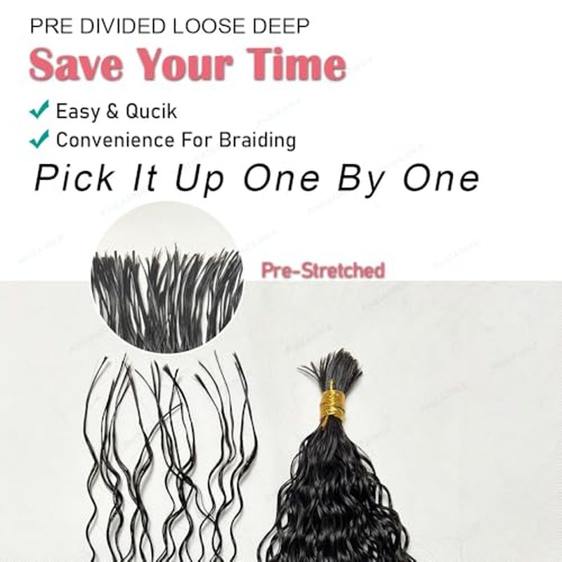 Pre-Divided Curly Bulk Human Hair For Boho Braids Loose Deep Wave Bulk Human Hair For Braiding Double Drawn Extensions (640 Roots)18inch/200g