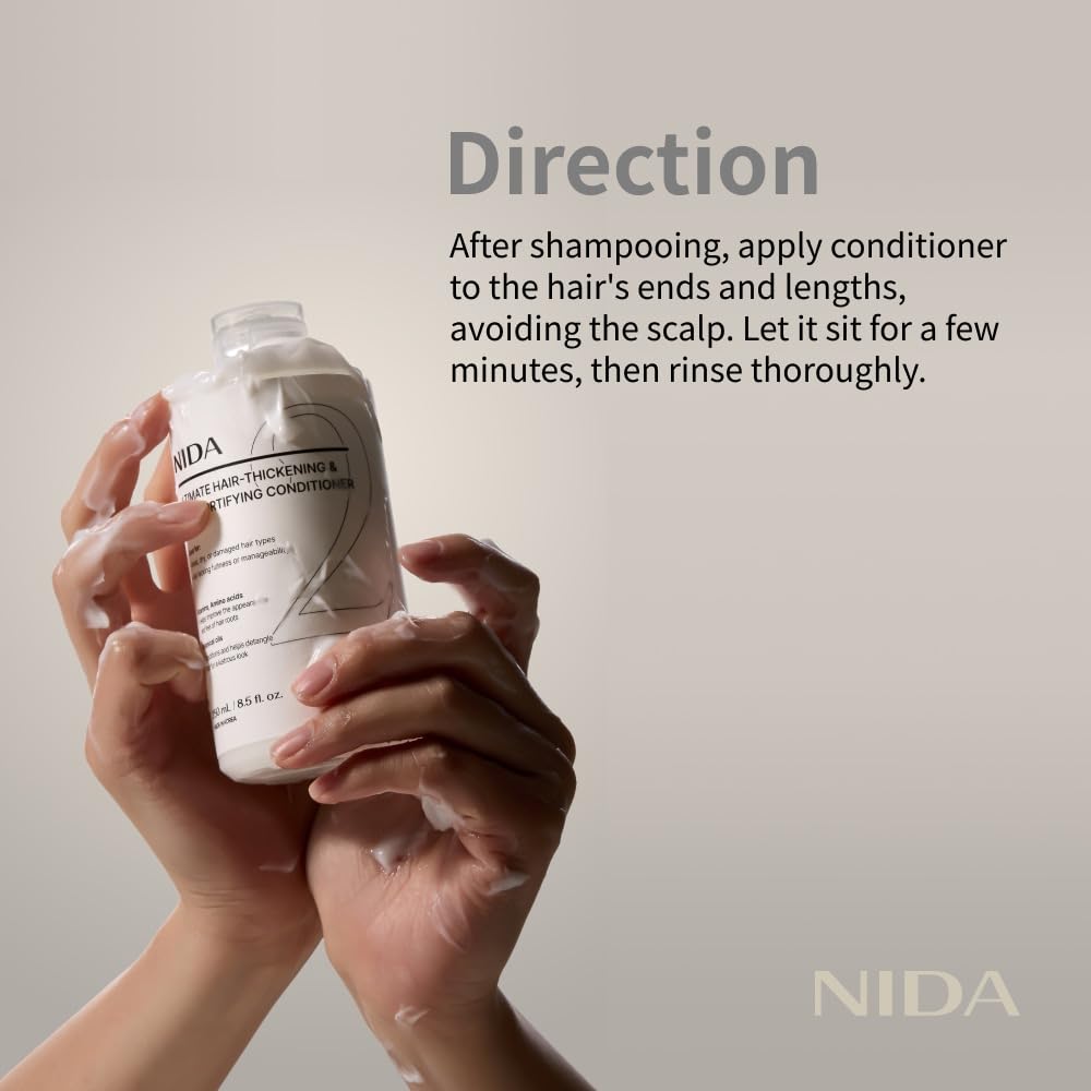NIDA Ultimate Hair-Thickening & Root-Fortifying Conditioner | Leaves Hair Feeling Soft & Shine, Strengthens & Nourishes All Hair Types | 8.5 fl. oz., 250ml