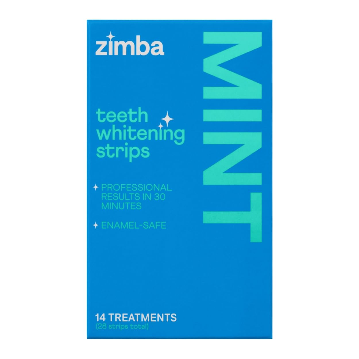 Zimba Teeth Whitening Strips Vegan Whitening Strip Enamel Safe Teeth Whitening Hydrogen Peroxide Teeth Whitener for Coffee, Wine, Tobacco, and Other Stains, 28 Strips (14 Day Treatment), Mint