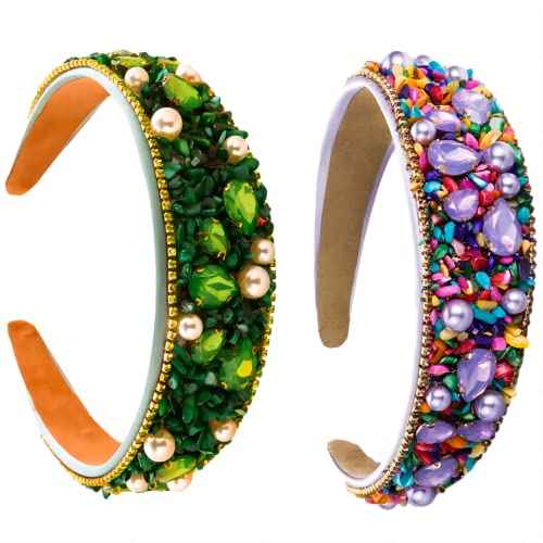 Turquoise Headbands For Women Rhinestone Decoration Green iridescent Non Slip Fashion Design Headband Party Headband Accessories Jewelry Hair Hoop Hairband For Girls