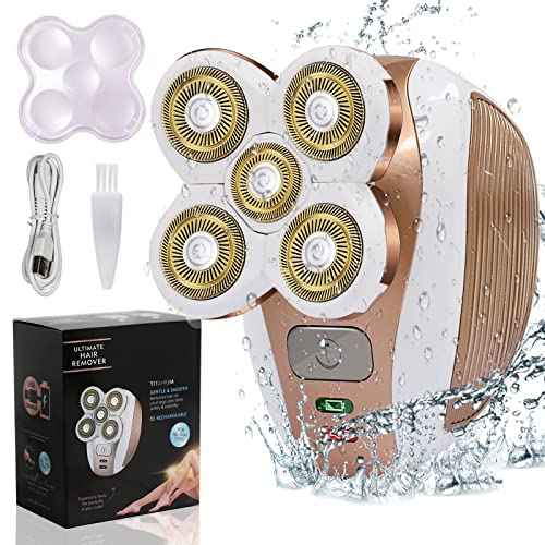 Electric-Razor-for-Women-Shaver Rechargeable Rotary Waterproof Painless Trimmer Cordless Hair Remover with Detachable Head Wet Dry Use for Womens Legs Face Lips Pubic Hairs Bikini Body