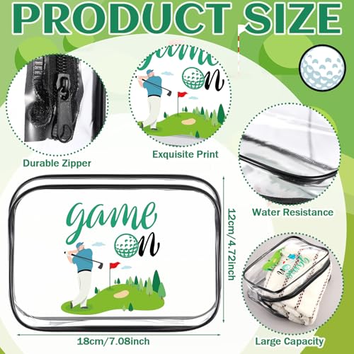Kacctyen 12 Pcs Golf Pouch for Women 7 x 4. 7 x 2. 4 Inch Christmas Golf Gift Cosmetic Makeup Bags PVC Clear Cheer Case Toiletry Pouch for Women Purse Zipper Bulk Goodie Gifts Accessory Team Party