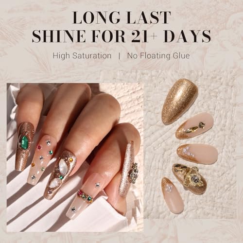 MelodySusie Sparkle Gold Gel Nail Polish,0.5fl oz Nails Soak Off UV LED Champagne Glitter Gel Polish Gift for Women Nail Art Manicure Salon DIY Nail Design Decoration at Home-z159-A2060